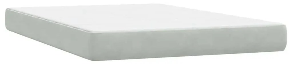 Κρεβάτι Boxspring με Στρώμα Ανοιχτό Γκρι 140x220 εκ. Βελούδινο - Γκρι