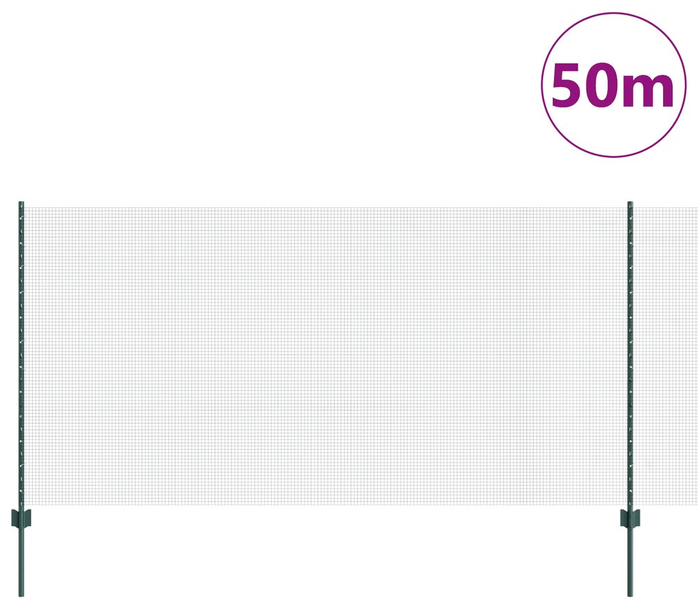 vidaXL Συγκολλητός Φράκτης με 22 U Πόposts Πράσινος 1,2x50 μ Χάλυβας