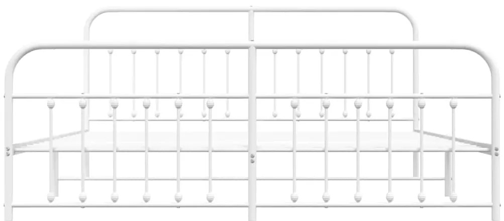 vidaXL Πλαίσιο Κρεβατιού με Κεφαλάρι&Ποδαρικό Λευκό 193x203εκ. Μέταλλο