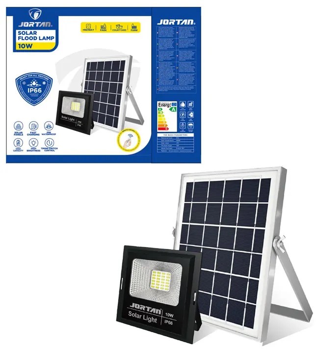 Jortan Ηλιακός Προβολέας Με Τηλεχειριστήριο LED 10W IP66- Solar Flood Lamp