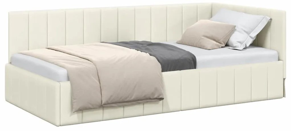 vidaXL Κρεβάτι Γωνίας με κεφαλάρι Κρεμ 90 x 190 cm Βελούδο