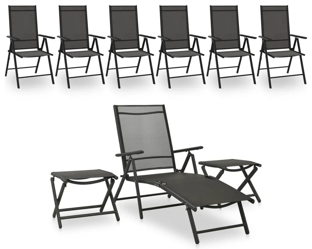 vidaXL Σαλόνι Κήπου Σετ 9 Τεμαχίων Μαύρο / Ανθρακί