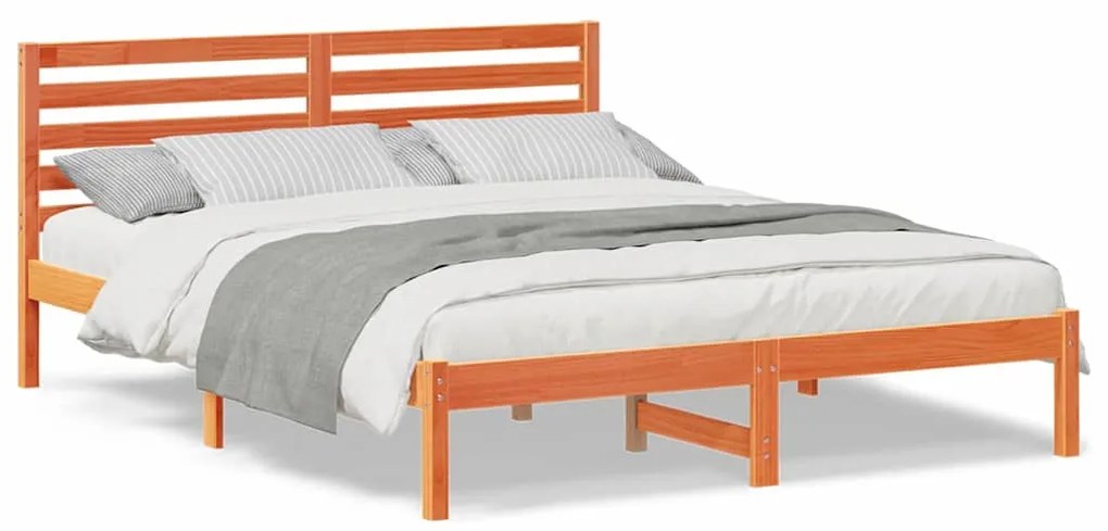 vidaXL Σκελετός Κρεβατιού με κεφαλάρι Κερωτό καφέ 140 x 200 cm