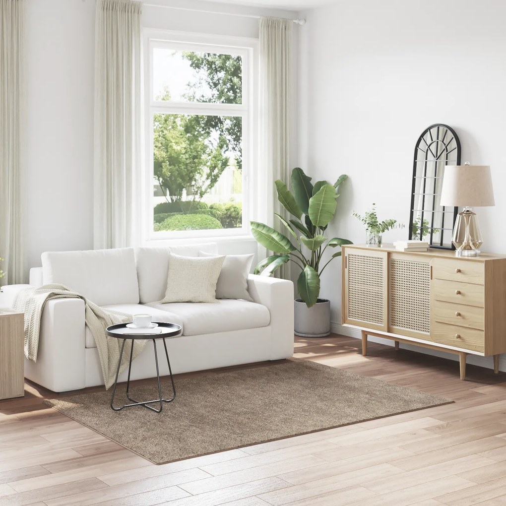 vidaXL Χαλί shaggy  με λατέξ καφέ 140x200 εκ