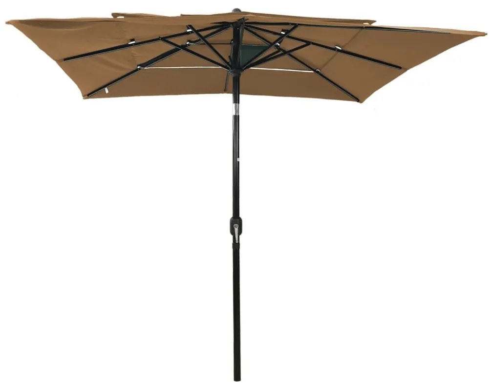 Ομπρέλα 3 Επιπέδων Taupe 2,5 x 2,5 μ με Ιστό Αλουμινίου - Μπεζ-Γκρι