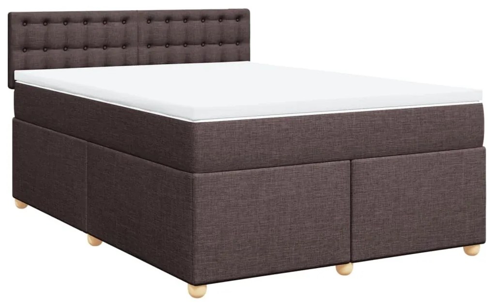 Κρεβάτι Boxspring με Στρώμα Σκούρο Καφέ 160x200 εκ Υφασμάτινο - Καφέ