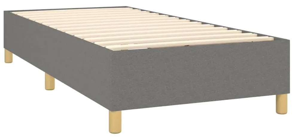 vidaXL Κρεβάτι Boxspring με Στρώμα &amp; LED Σκ.Γκρι 90x190 εκ. Υφασμάτινο