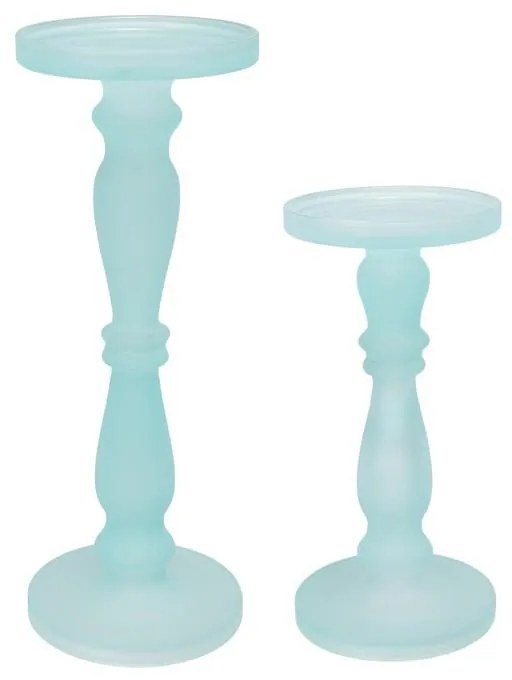 Artekko Artekko Frosted Γυάλινο Γαλάζιο Κηροπήγιο (13x13x35.5)cm 2pcs 70460-FRAQ-DS-SA