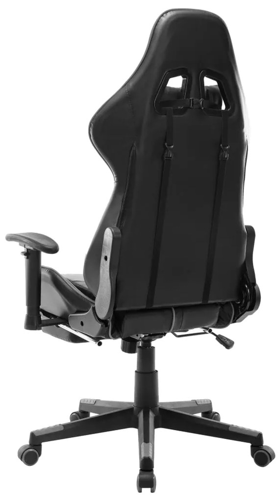 vidaXL Καρέκλα Gaming με Υποπόδιο Μαύρο/Γκρι από Συνθετικό Δέρμα