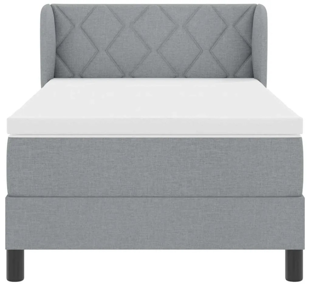 vidaXL Κρεβάτι box spring με στρώμα Ανοιχτό γκρι 90 x 200 cm ύφασμα