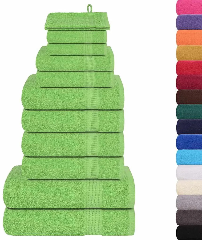 vidaXL Σετ Πετσετών 12 Τεμαχίων FROGN Πράσινο Μήλου 360 γρ./μ²