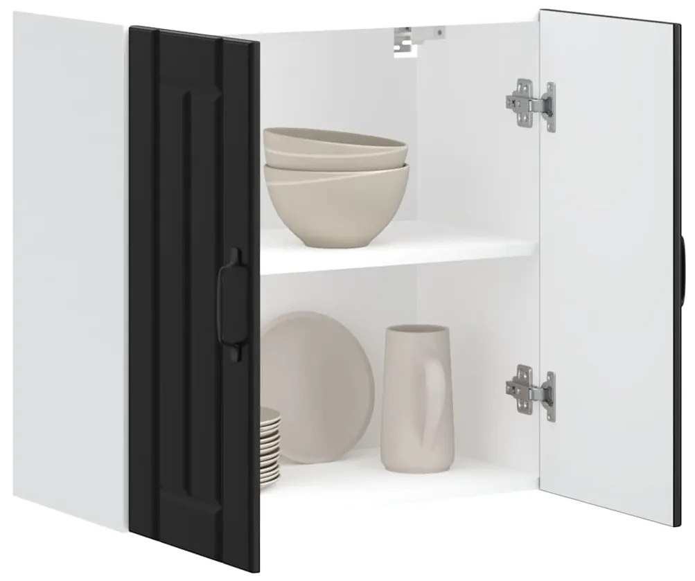 Ντουλάπι τοίχου κουζίνας "Lucca" Μαύρο κατασκευασμένο ξύλο