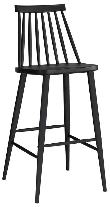 WOODWELL LAVIDA Σκαμπό BAR με Πλάτη, Μέταλλο Βαφή Μαύρο, PP Μαύρο 43x49x76/107cm ΕΜ153,22