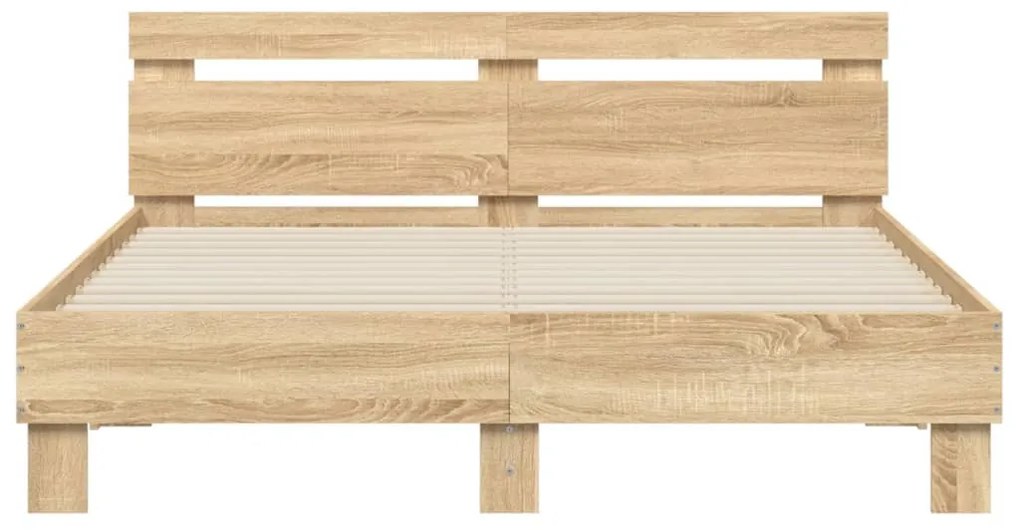 vidaXL Πλαίσιο Κρεβατιού με Κεφαλάρι/LED Sonoma δρυς 150x200 εκ.