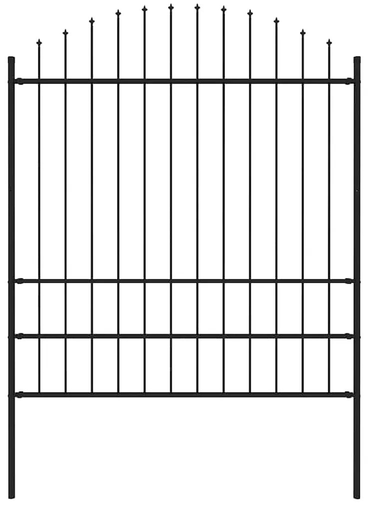 vidaXL Φράχτης Κήπου με Κορυφή Δόρυ Μαύρος Ατσάλινος 181 x 200 εκ.