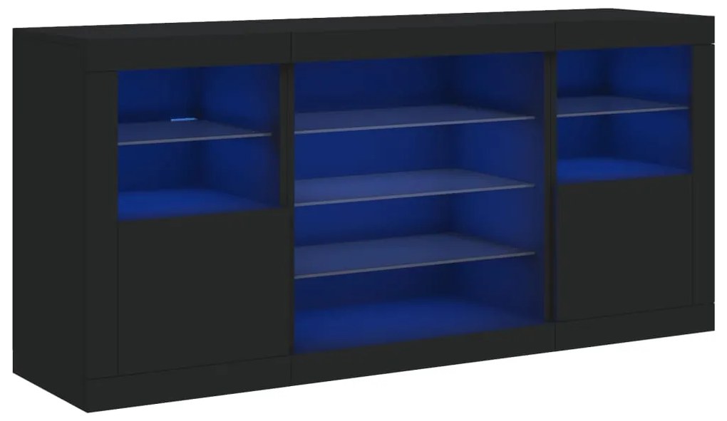 vidaXL Μπουφές με LED Μαύρος 142,5x37x67 εκ.