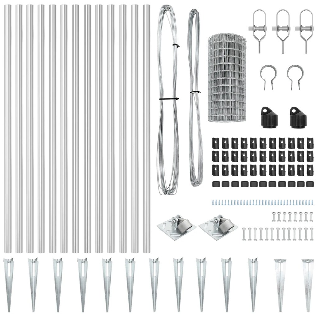 vidaXL Euro Fence με 13 Στερέωσεις Σφήνας 1x25 μ Γαλβανισμένος Χάλυβας