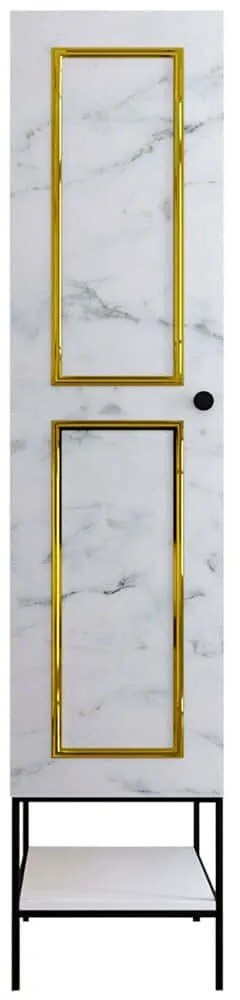 Ντουλάπα Μονόφυλλη Martin 801CMY3437 42x50x200cm Marble Effect White-Gold Μονόφυλλη