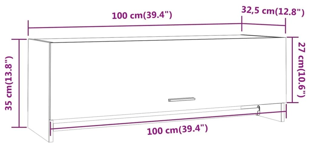 Ντουλάπα Καπνιστή Δρυς 100x32,5x35 εκ. από Επεξεργασμένο Ξύλο - Καφέ