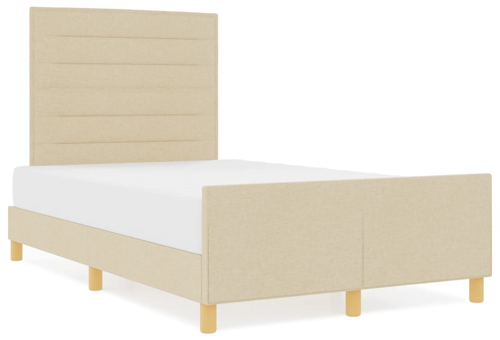 vidaXL Σκελετός Κρεβατιού με κεφαλάρι Κρεμ 120 x 200 cm ύφασμα