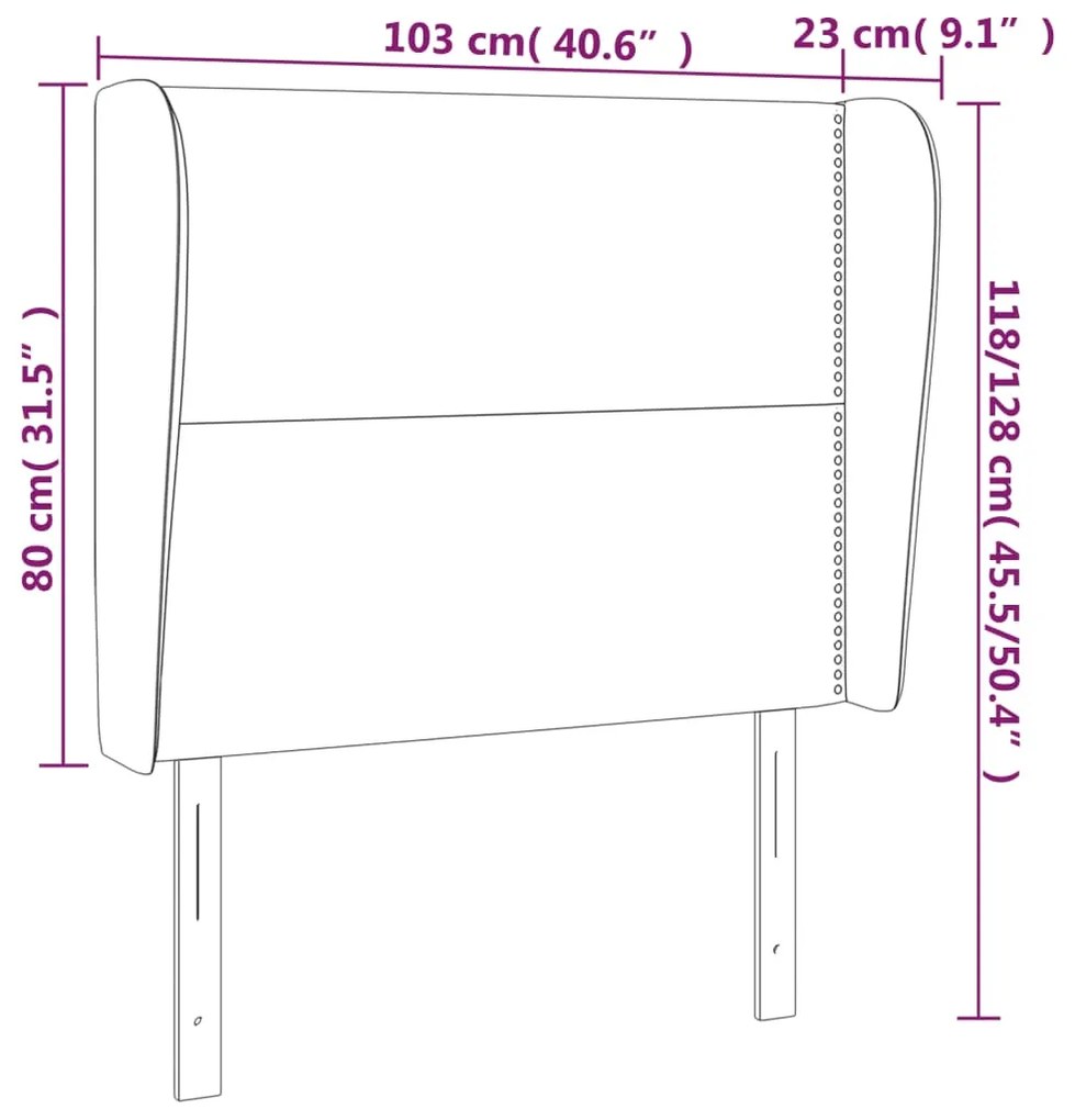 Κεφαλάρι με Πτερύγια Μαύρο 103x23x118/128 εκ. Υφασμάτινο 3117808