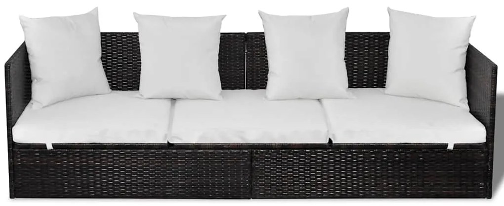 vidaXL Ξαπλώστρα Καφέ 200 x 60 x 58 εκ. συνθετικό ρατάν