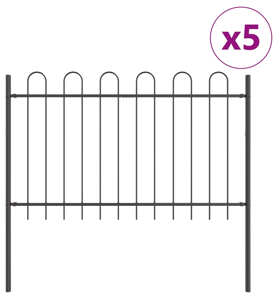 vidaXL Γκρι Φράχτης Κήπου με Καπάκι 8.5x0.8 μ Χάλυβας