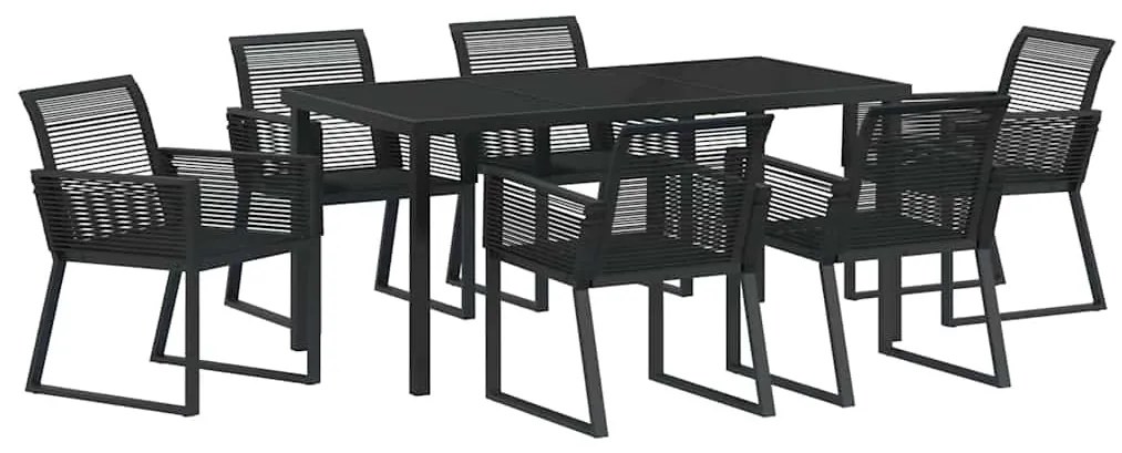 vidaXL Σέτ φαγητού για κήπο 7 pcs Μαύρο Πολυ ράταν