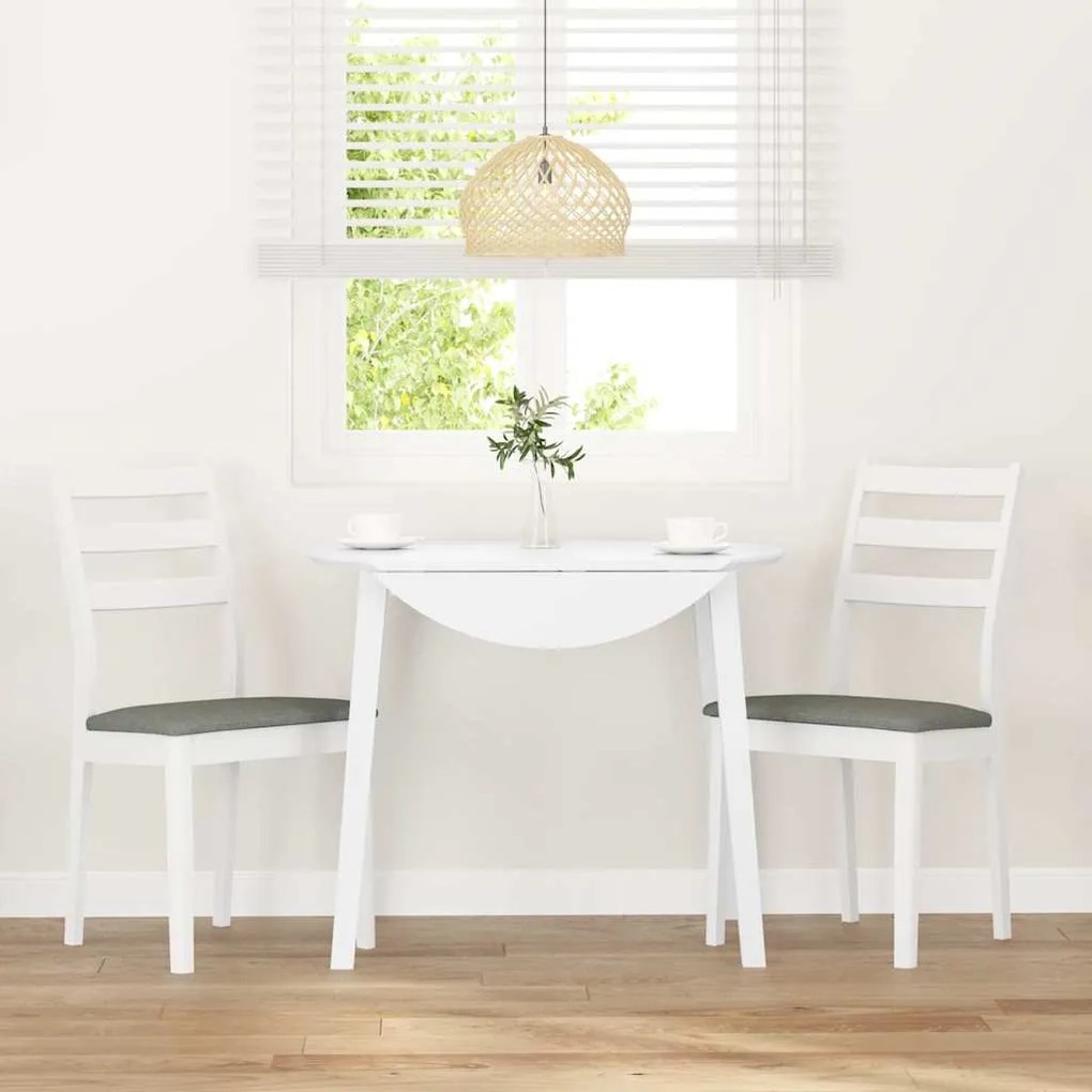 vidaXL Καρέκλες τραπεζαρίας με μαξιλάρια 2 τεμάχια Λευκό μασίφ ξύλο