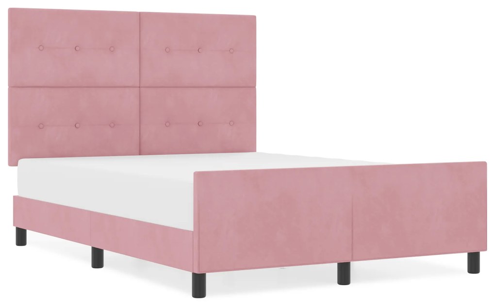 vidaXL Σκελετός Κρεβατιού με κεφαλάρι Ροζ 160 x 200 cm Βελούδο