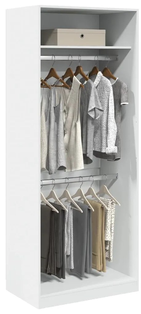 Ντουλάπα Λευκή 80 x 50 x 200 εκ. από Επεξεργασμένο Ξύλο