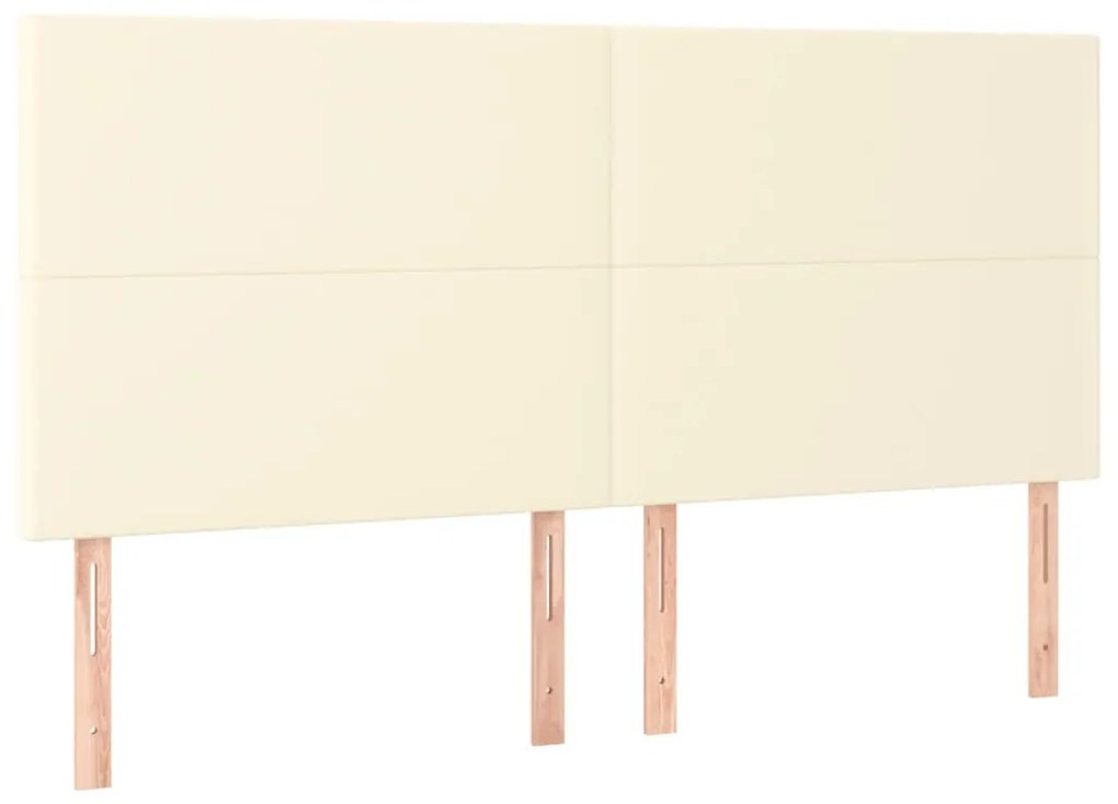 vidaXL Κρεβάτι Boxspring με Στρώμα Κρεμ 200x200 εκ. Συνθετικό Δέρμα