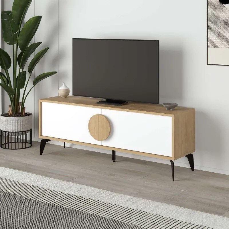 Megapap Έπιπλο Τηλεόρασης Gora Sapphire Oak - Λευκό 140x35,6x51εκ.