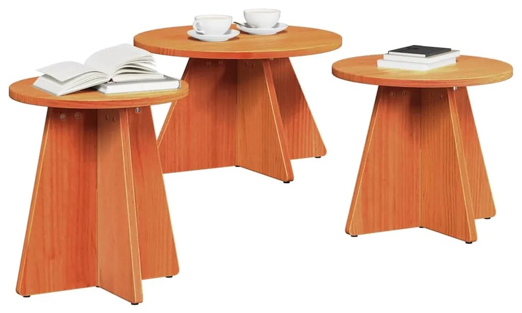 vidaXL Τραπεζάκι σαλονιού 3 pcs Καφέ κεριού 49 x 49 x 30 εκ.