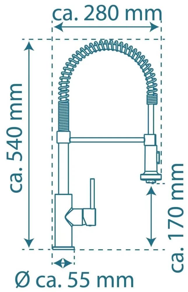 SCHÜTTE Μπαταρία Νεροχύτη BOSTON με Ψηλό Στρογγ. Στόμιο &amp; Σπιράλ Χρωμέ - Ασήμι