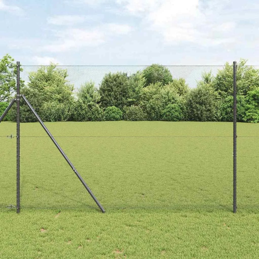 vidaXL Φράχτης με Στήλες. Γκρι 1.5 x 25 m Ατσάλι με επικάλυψη PVC