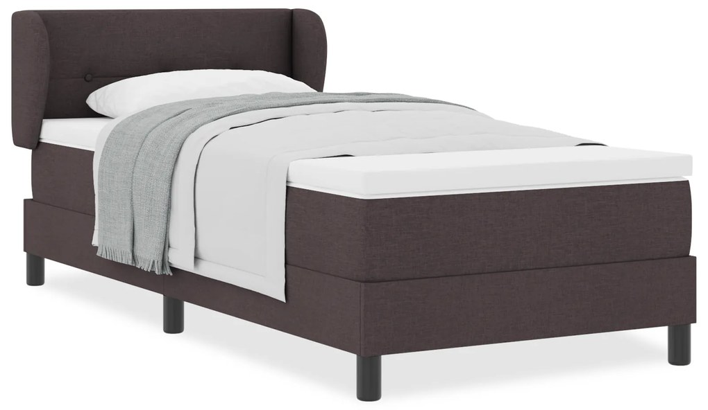 vidaXL Κρεβάτι Box Spring με Στρώμα Σκούρο Καφέ 100x200 εκ Υφασμα