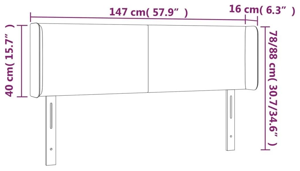 Κεφαλάρι Κρεβατιού LED Σκούρο Γκρι 147x16x78/88 εκ. Βελούδινο - Γκρι