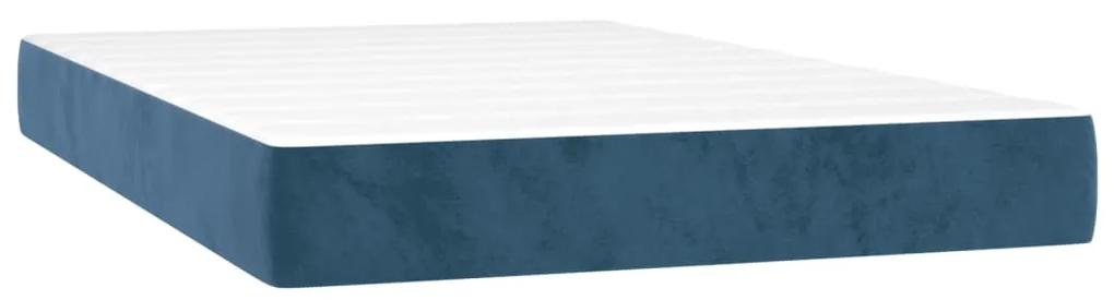 vidaXL Κρεβάτι Boxspring με Στρώμα Σκούρο Μπλε 120x200 εκ. Βελούδινο