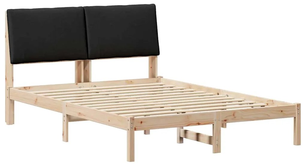 vidaXL Σκελετός Κρεβατιού με κεφαλάρι Καφέ και μαύρο 150 x 200 cm