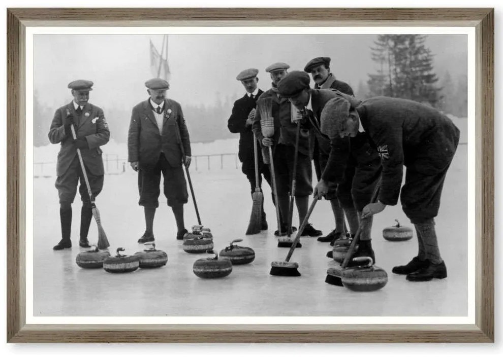 Κάδρο English Curling Team FA13454 90x60cm Black-White MindTheGap Οριζόντιοι Wood, Glass