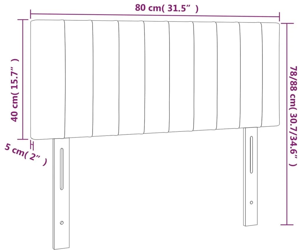 vidaXL Κεφαλάρι Κρεβατιού LED Μπλε 80 x 5 x 78/88 εκ. Υφασμάτινο