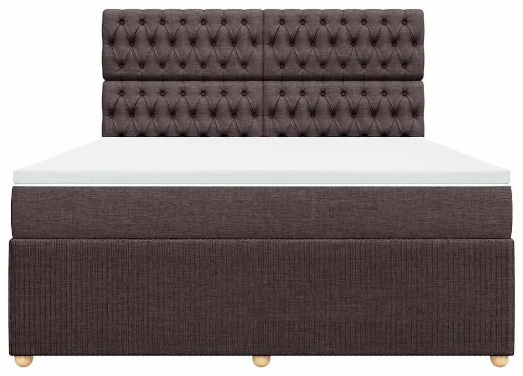 vidaXL Κρεβάτι Boxspring με Στρώμα Σκούρο Καφέ 180x200 εκ Υφασμάτινο