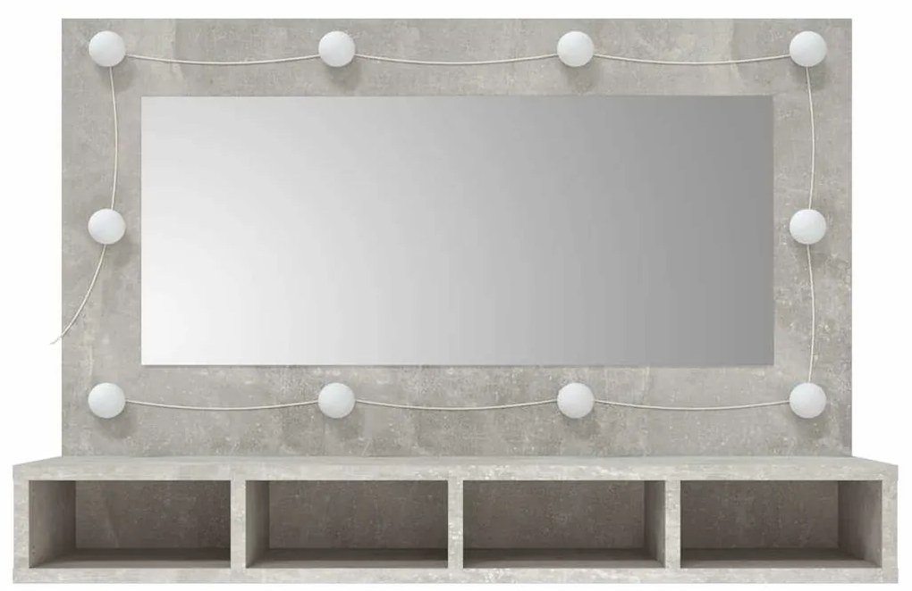 vidaXL Έπιπλο Καθρέπτη με LED Γκρι Σκυροδέματος 90x31,5x62 εκ.