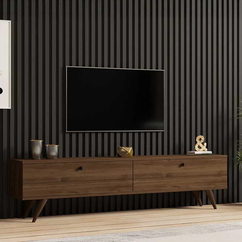 Έπιπλο τηλεόρασης Jate pakoworld σε καρυδί απόχρωση 160x25x40εκ