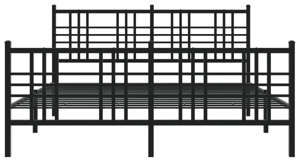 vidaXL Πλαίσιο Κρεβατιού με Κεφαλάρι&Ποδαρικό Μαύρο 150x200εκ. Μέταλλο
