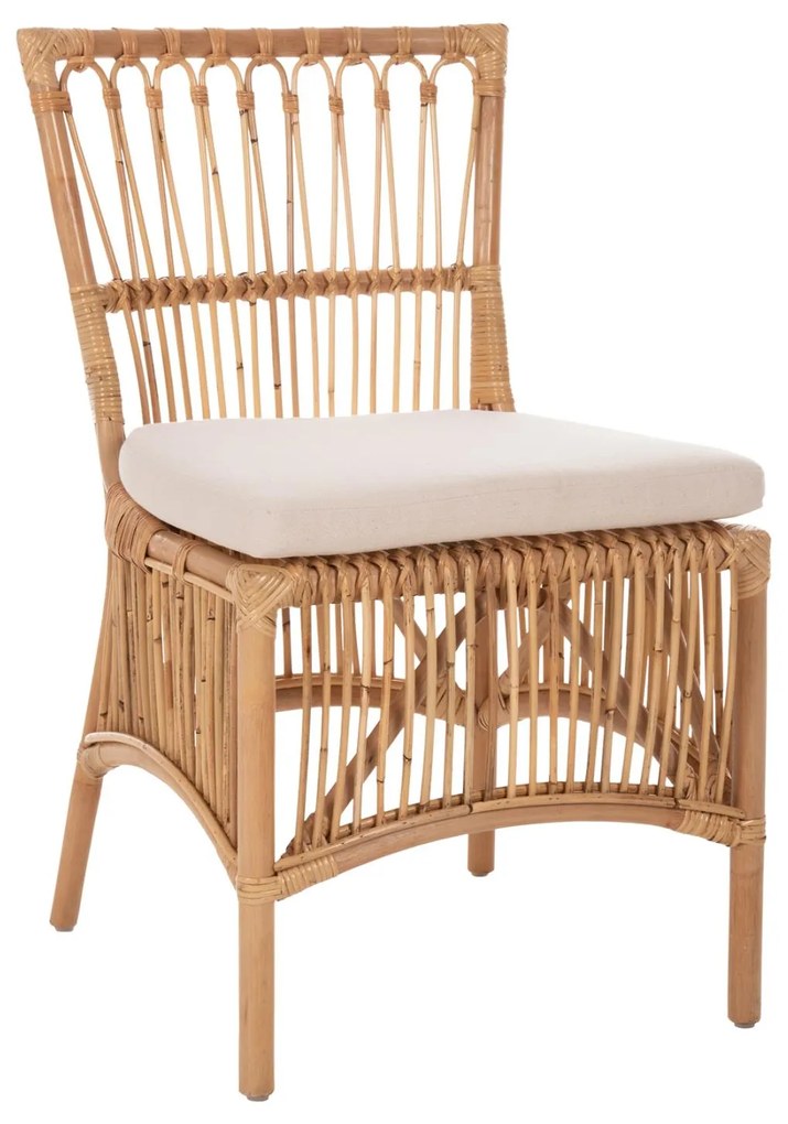 Καρέκλα THALIN Rattan σε Φυσικό και Μαξιλάρι Λευκό 53x58x91Υεκ. 53x58x91 εκ.
