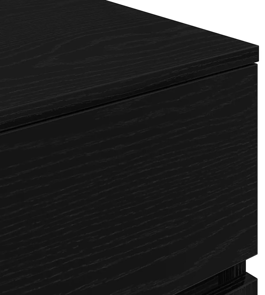 Κομοδίνα με 3 συρτάρια 2 τεμάχια Μαύρο 39x35x65 εκ. - Μαύρο