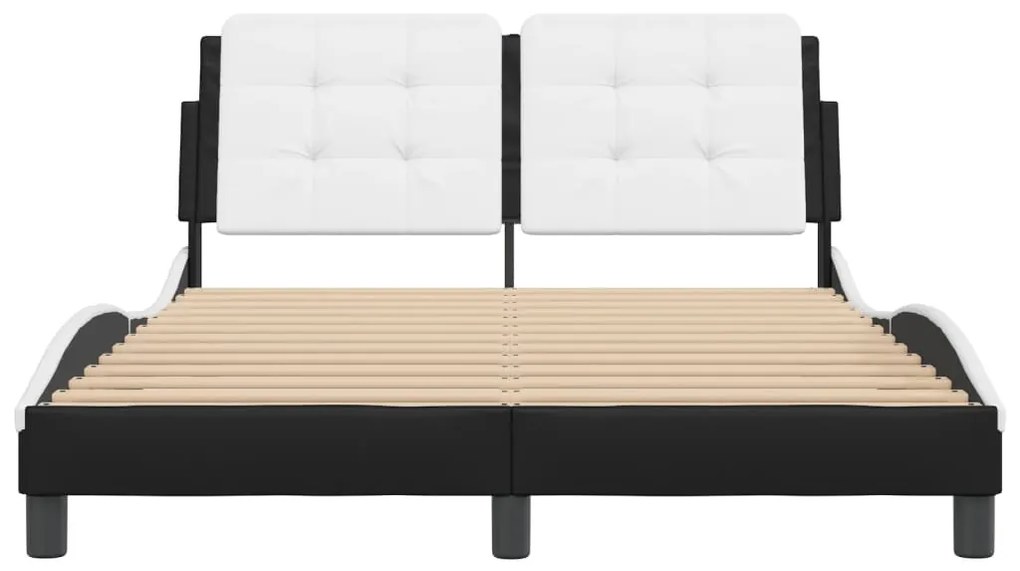 vidaXL Σκελετός Κρεβατιού Χωρίς Στρώμα Zadar Μαύρο/Λευκό 140x190εκ.Συνθ. Δέρμα