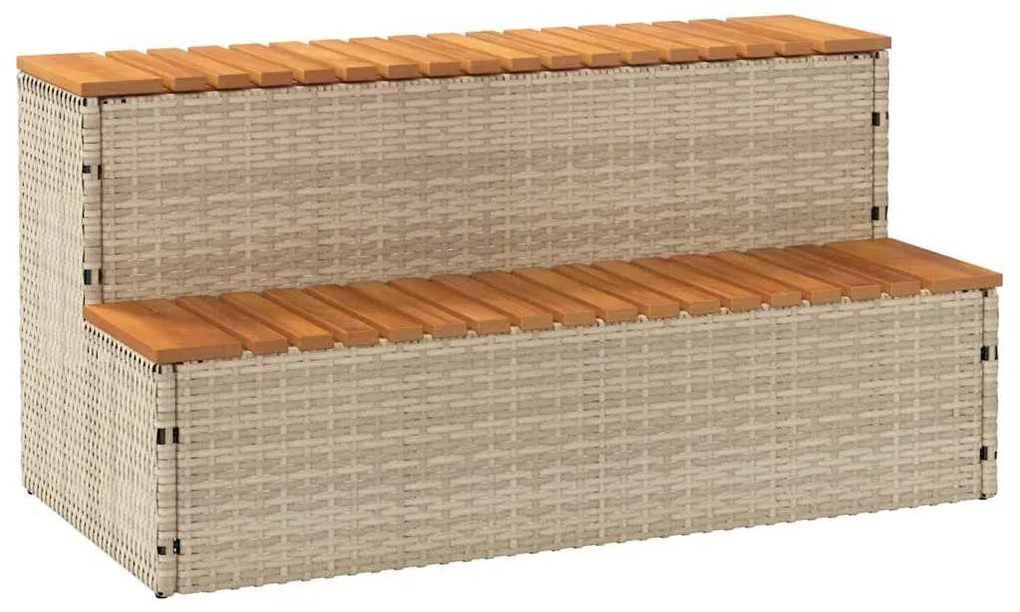 vidaXL Βήμα υδρομασάζ Μπεζ 100x50x50,5 εκ. Συνθετικό Ρατάν/Ακακίας